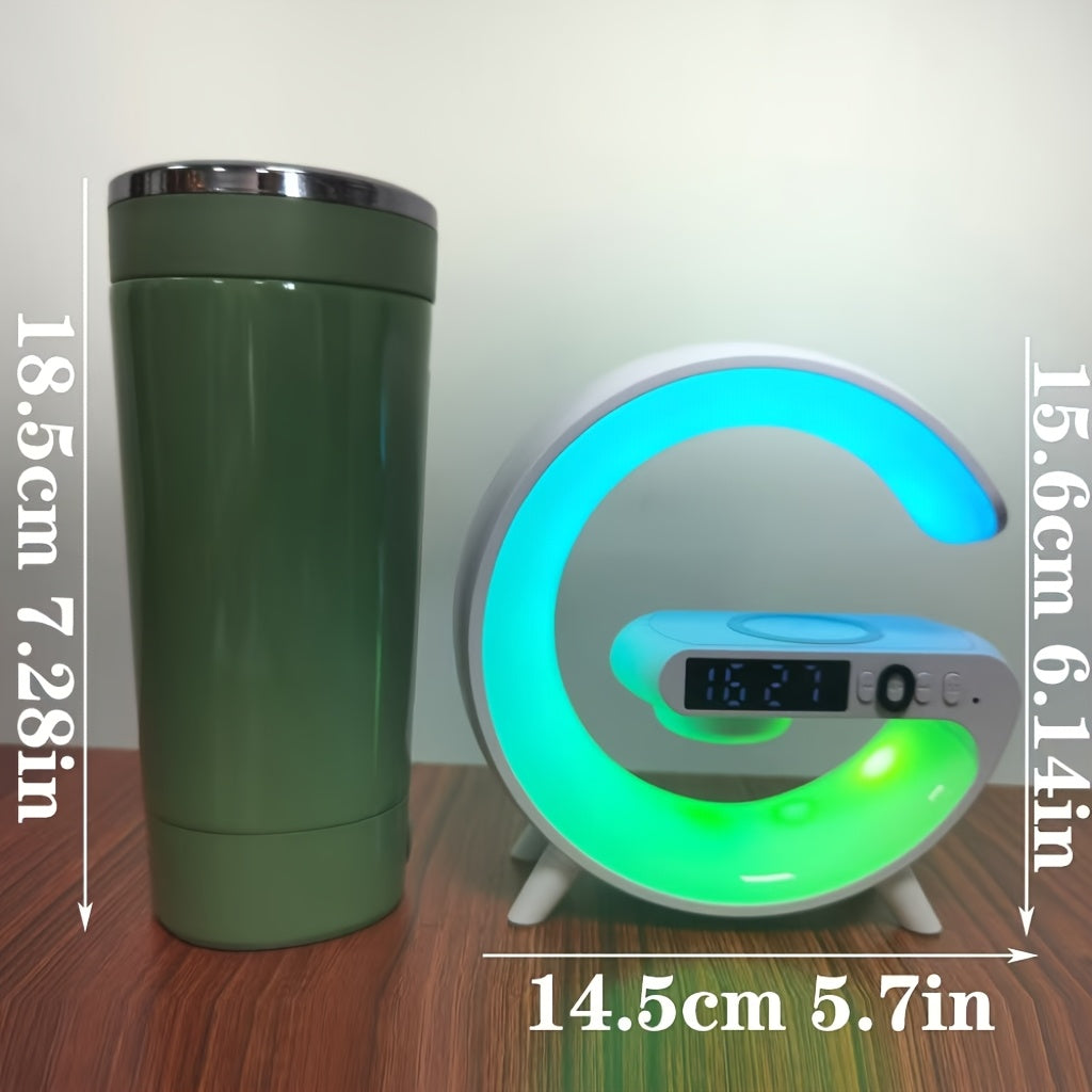 Smart Alarm Clock with Wireless Charging, Wireless Speaker & Ambient Table Lamp - White Noise Sleep Aid with USB Port