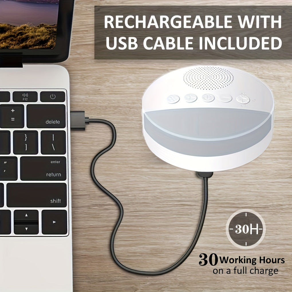 Portable White Noise Sleep Aid Machine with 9 Soothing Sounds, Memory Function & USB Charging - Ideal for All Ages